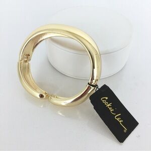 Cookie Lee Cuff Bracelet Smooth Shiny Gold Tone Costume Jewelry NEW NWT